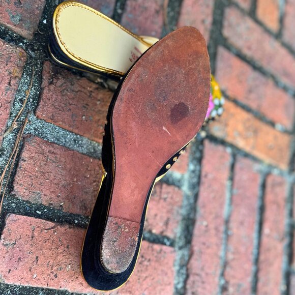 Vintage Jung Kee Beaded Velvet Mule Slides | Made in Hong Kong - Picture 6 of 11